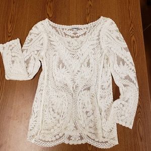Express Cream Lace Shirt Size: XS